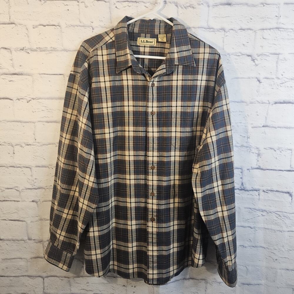 LL Bean plaid Vintage Scotch long sleeve collared Shirt Mens XXL EUC